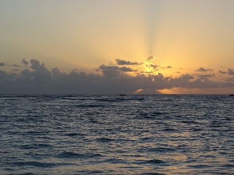 Sun rising over the Caribbean island of the dominican republic