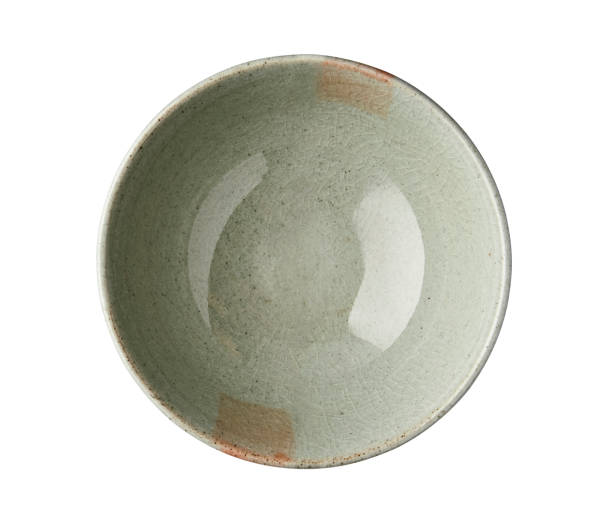 istock Ceramic bowl with cracked pattern, Vintage ceramic bowl isolated on white background with clipping path, Top view 1324038827
