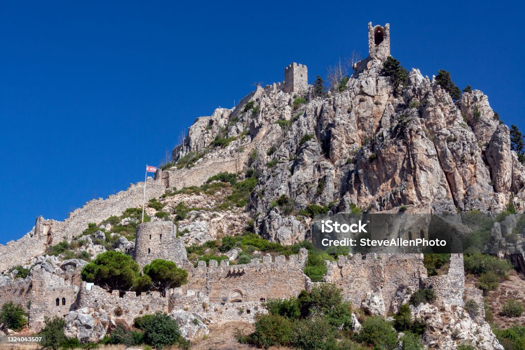 St. Hilarion Castle - Turkish Cyprus Ruins of St. Hilarion Castle in The Turkish Republic of Northern Cyprus. Dates from AD 372. St. Hilarion Fortress Stock Photo