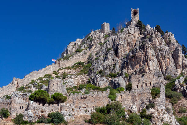 St. Hilarion Castle - Turkish Cyprus Ruins of St. Hilarion Castle in The Turkish Republic of Northern Cyprus. Dates from AD 372. kyrenia photos stock pictures, royalty-free photos & images