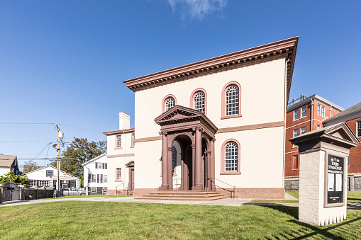 Newport, USA - September 23, 2017:  The Touro Synagogue of the Jeshuat Israel Congretation is the oldest synagogue building in the United States, founded in 1658.