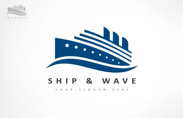 Vector illustration of Ship on the sea vector. Ship and wave design.