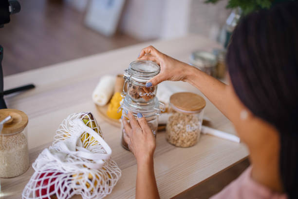 istock Jars and reusable eco bags on the table 1324046035