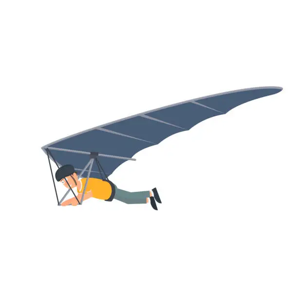 Vector illustration of Hang glider. Paragliding flight