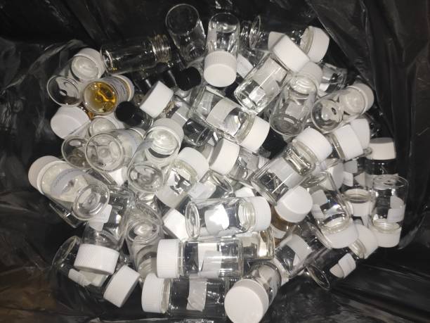 Waste: glass vials for recycling in a laboratory