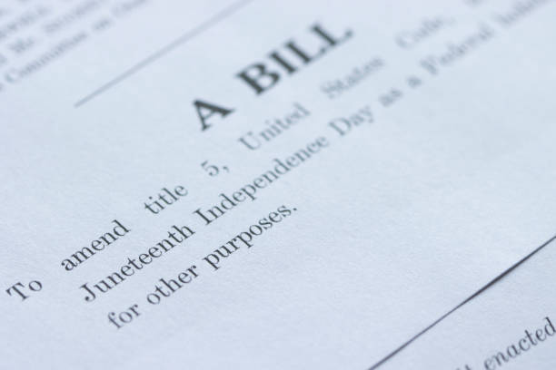 Juneteenth National Independence Day Closeup of the document of Juneteenth National Independence Day Act. Juneteenth is a holiday celebrating the emancipation of those who had been enslaved in the United States. human rights act stock pictures, royalty-free photos & images