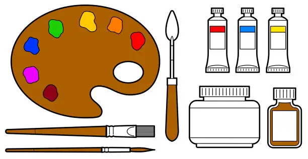 Vector illustration of Painting Supplies