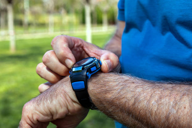 istock Senior man checking the time or his condition after training outdoors. 1324052801
