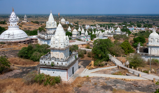 Some of the 77 Jain Temples at Sonagiri in the Madhya Pradesh region of India. Sonagiri is about 60km from Gwalior. The temples date from the 9th or 10th century.