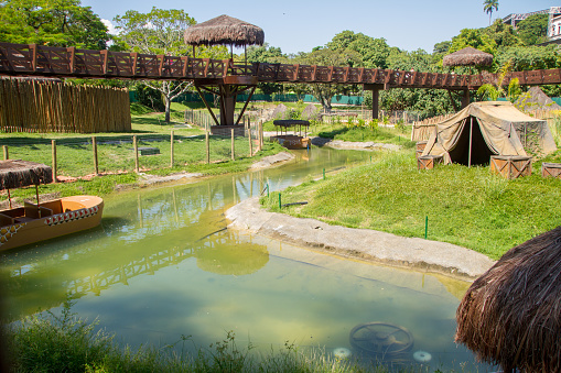 Rio de Janeiro Biopark, Brazil - March 20, 2021: View of the attraction known as Savannah in the Rio de Janeiro Biopark.