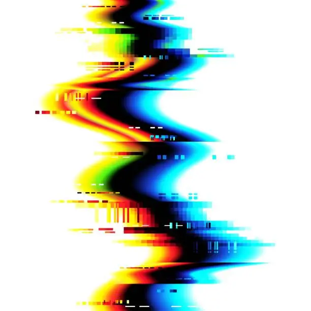 Vector illustration of Screen glitch, distorted signal wave background