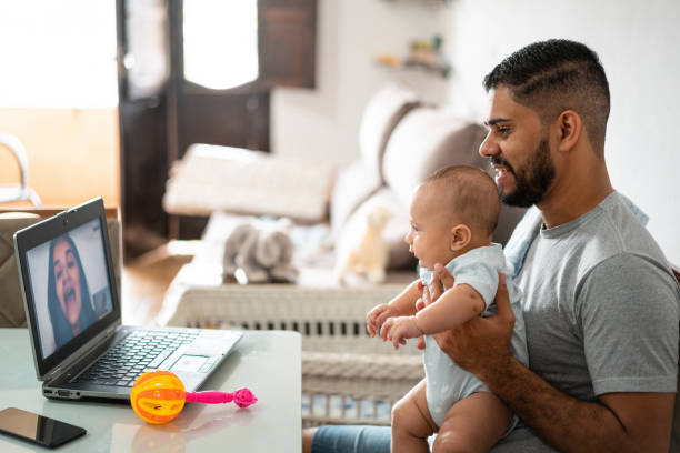 istock Family talking on video conference 1324063256