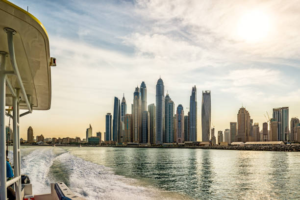 istock Dubai marina from a boat in sunset 1324063539