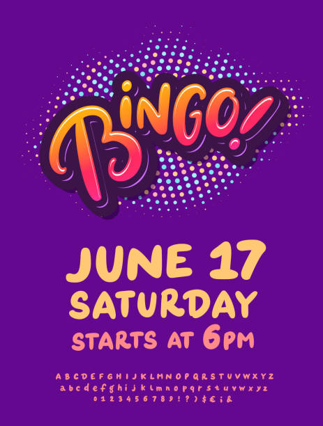 Bingo. Vector lettering flyer. Bingo. Invitation flyer. Vector lettering illustration. bingo stock illustrations