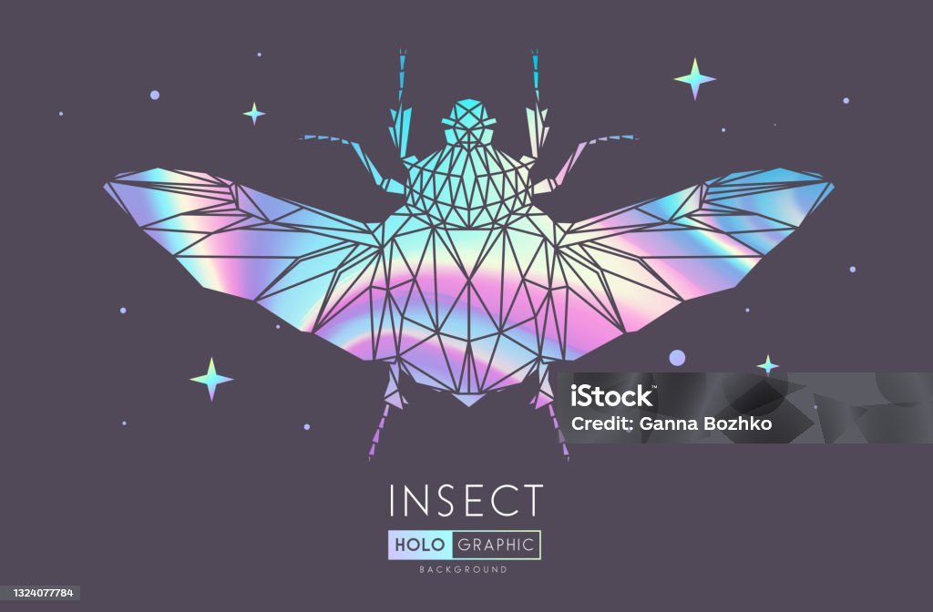 Triangle Bug Pattern Abstract Polygonal Triangle Goliath Beetle Holographic Bug Sign ...