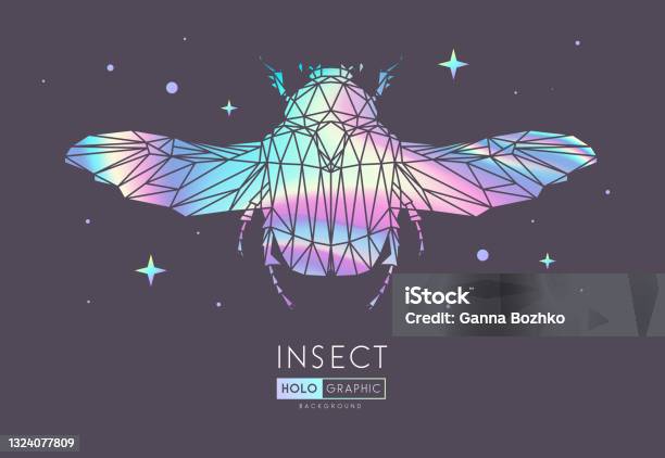 Triangle Bug Pattern Abstract Polygonal Triangle Flower Chafer Beetle Holographic Bug Sign ...