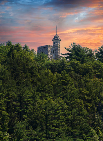 Skytop watch tower, perched on the top of the Shawangunk Mountain Ridge at Mohonk Mountain House.