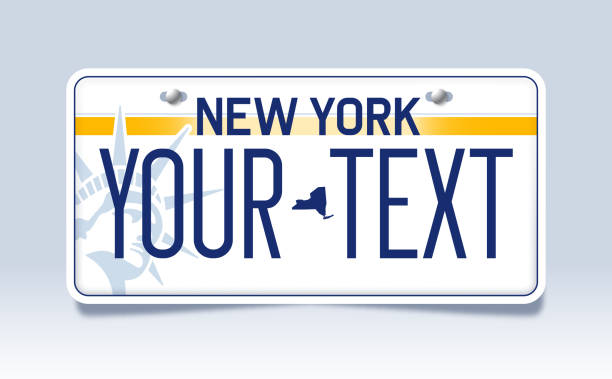 illustrazioni stock, clip art, cartoni animati e icone di tendenza di targa di new york - license plate