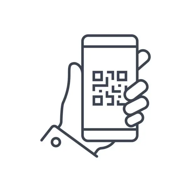 Vector illustration of QR Code Smartphone in Hand Icon Abstract Vector. Bar code Vector Illustration