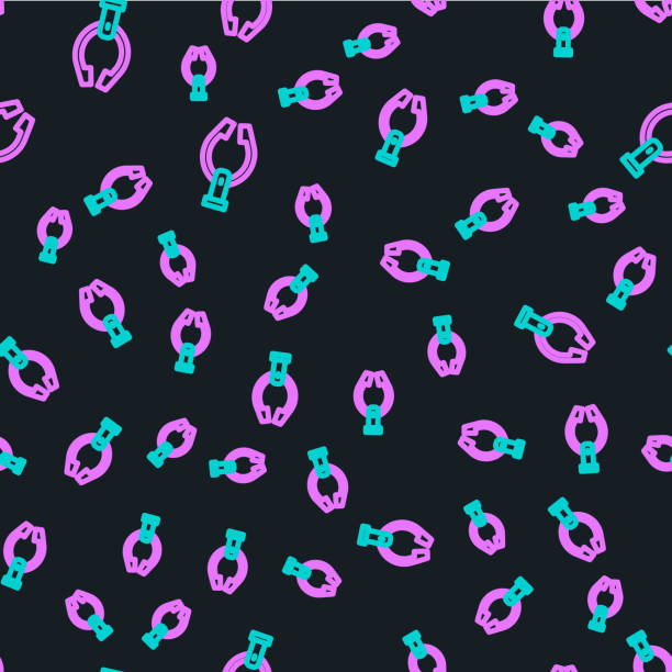 istock Line Meat tongs icon isolated seamless pattern on black background. BBQ tongs sign. Barbecue and grill tool. Vector 1324090703