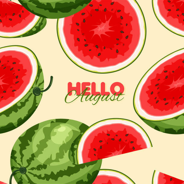 Watermelon seamless pattern. Watermelon seamless pattern. Summer banner concept. Vector illustration august stock illustrations
