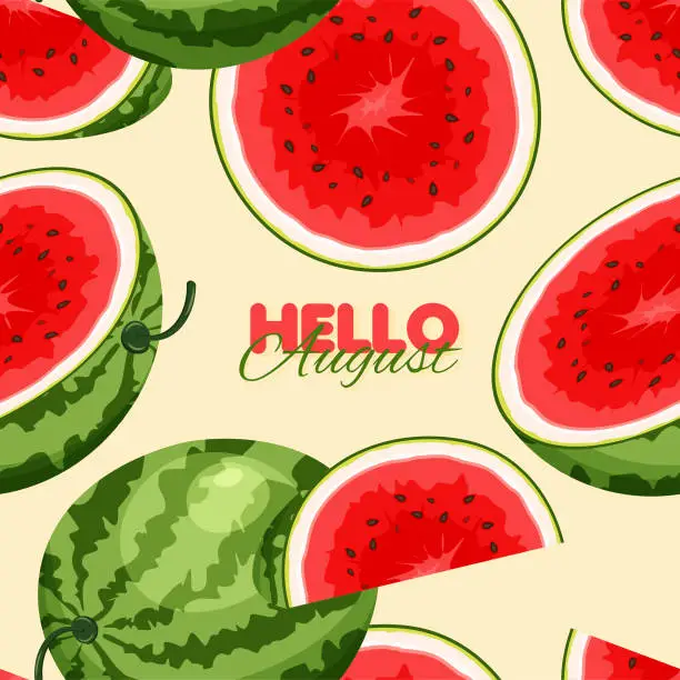 Vector illustration of Watermelon seamless pattern.