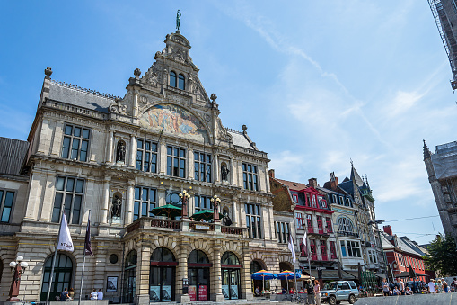 GHENT, BELGIUM – July 11, 2015 – View the Royal Dutch Theatre (KNS)  - NTGent, located in the center of the city, within the triangle of the cathedral, belfry and city hall