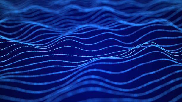 istock Digital dynamic wave. Abstract futuristic blue background with dots and lines. Big data visualization. 3D rendering. 1324097748