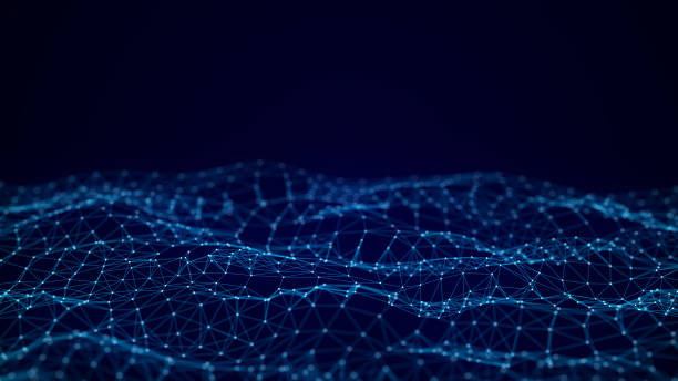 istock Digital dynamic wave. Abstract futuristic blue background with dots and lines. Big data visualization. 3D rendering. 1324097754