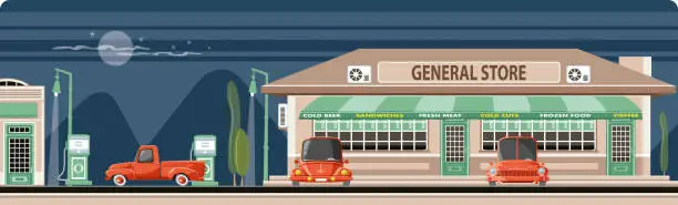 Vector illustration of Gas station and general store