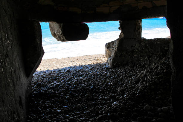 Interior of a Spanish Civil War bunker on Cap Negret beach in Altea, Alicante, Spain