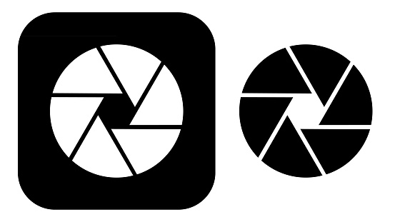 Vector illustration of black and white camera shutter Icons.