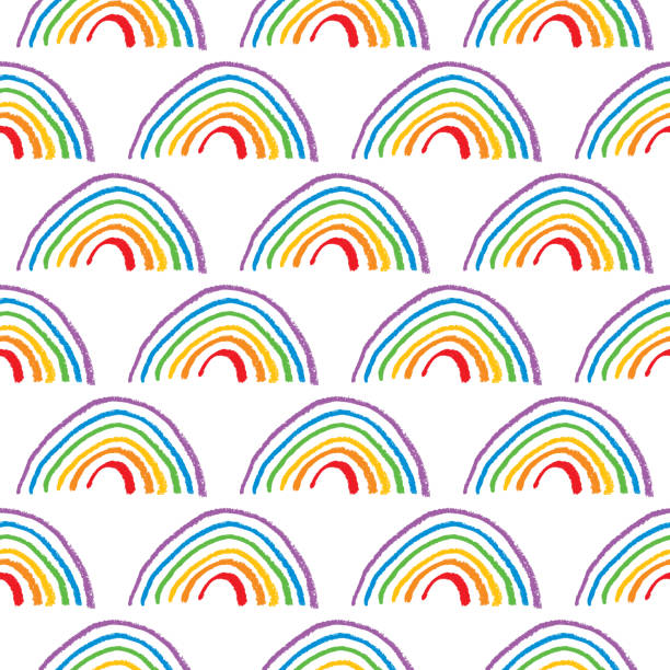 ilustrações de stock, clip art, desenhos animados e ícones de cute crayon rainbows seamless pattern - gay pride spectrum backgrounds textile