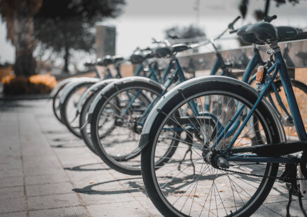 istock bicycle parking in the city 1324108846