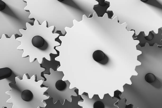 istock Gear mechanism close up. Mechanical topics. 1324109242