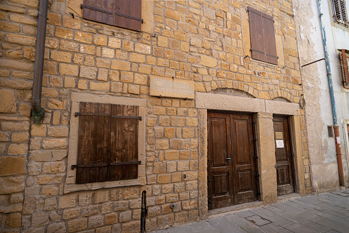 Muggia, Italy. June 13, 2021. Outdoor view of the archaeological museum building in the town center