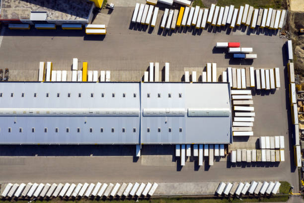 istock Cargo Containers and Distribution Warehouse, Aerial View 1324116128