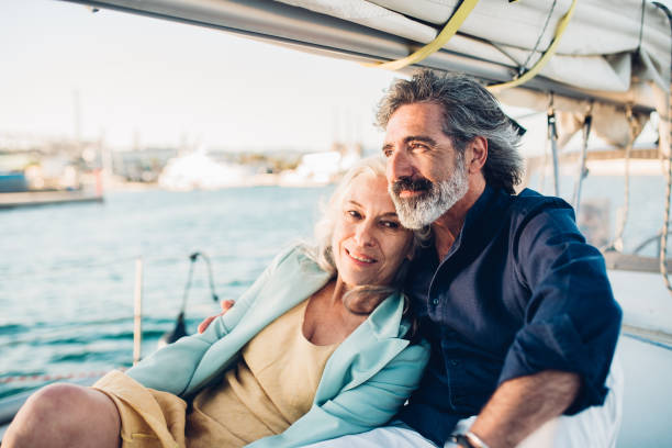 istock Senior couple relaxing on their elite yacht 1324123089