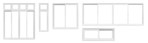 istock Real modern house window frame set collection isolated on white background with clipping path 1324123126