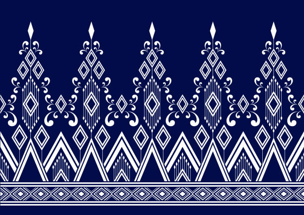 desain pola etnis geometris 28 - batik ilustrasi stok