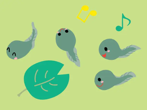 Vector illustration of Illustration of the tadpoles swimming happily
