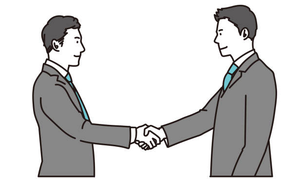 бизнесмен пожимает руку - ceo greeting suit meeting stock illustrations