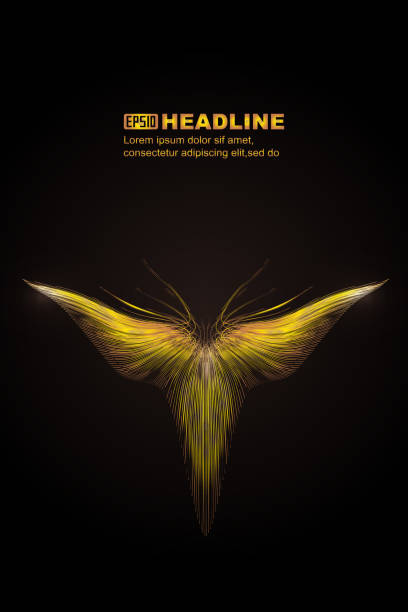 istock The golden glowing lines form abstract flying wings or abstract figures 1324142491