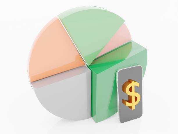 istock Glossy colors pie chart with smartphone 1324145319