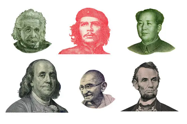 Portrait of famous people  from banknotes