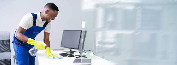 istock Male Worker Cleaning Office 1324146248