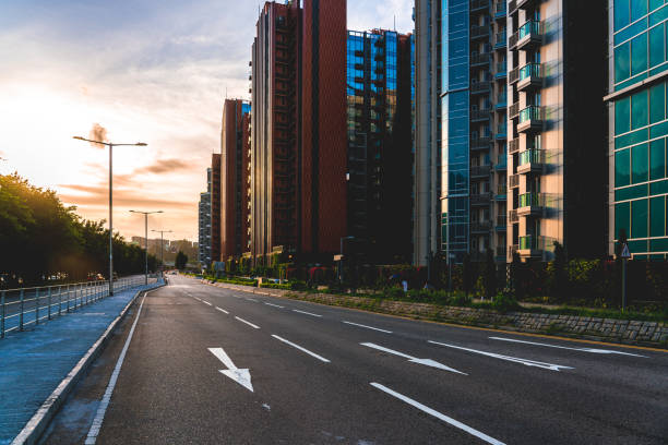 istock Bicycle lane in residential district, hong kong 1324150911