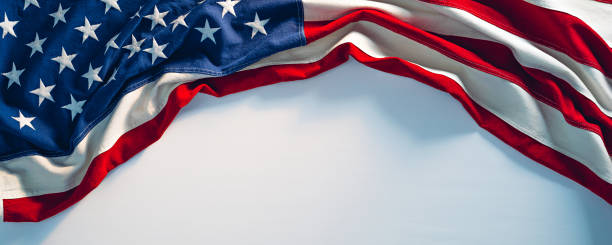 US flag on white paint texture. 4th of July USA Independence Day banner copy space US flag on white paint texture. 4th of July USA Independence Day banner copy space. embroidery photos stock pictures, royalty-free photos & images