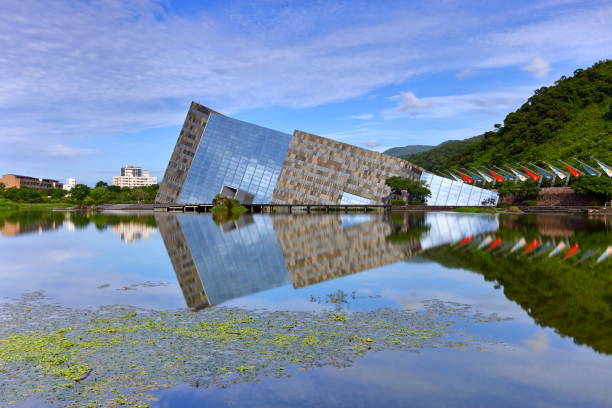 Yilan, Taiwan-June 12, 2021: Lanyang Museum in Yilan, Taiwan, The design was inspired by the cuestas seen along Beiguan Coast