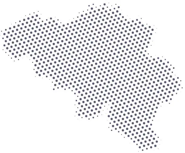 Vector illustration of Belgium map of dots